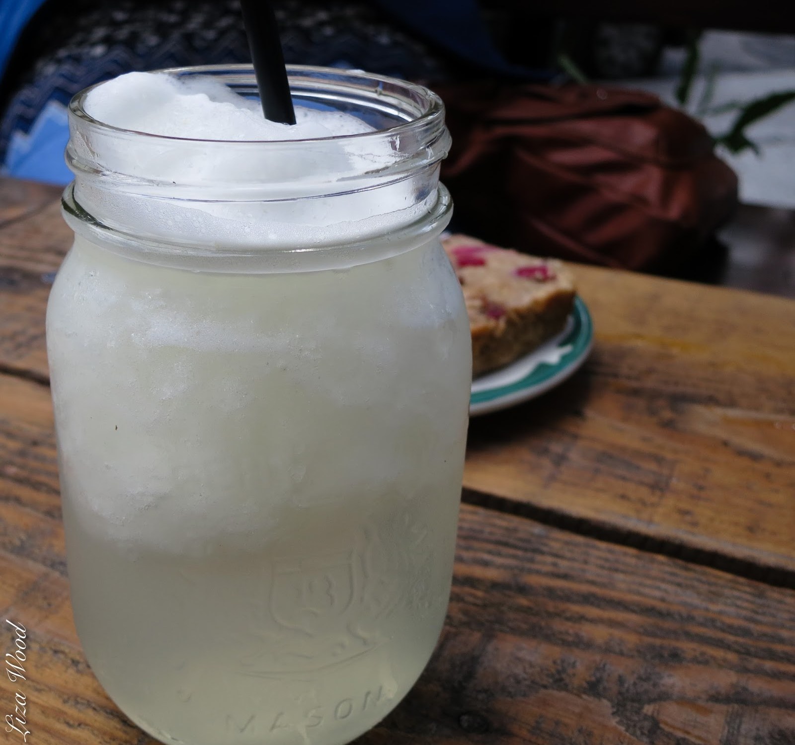 Lemonade mason jar on wooden table