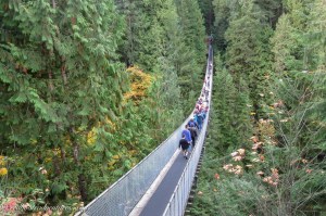 People crossing Capilano Suspension Bridge